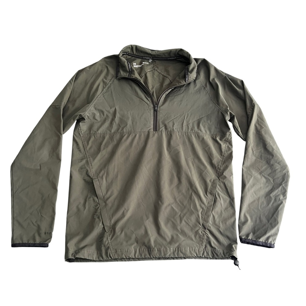 Under Armour Men's Large Storm Golf Windbreaker Olive Green 1/4 Zip Pullover